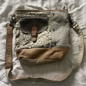 Myra Bag Gray and tan Patterned Crossbody